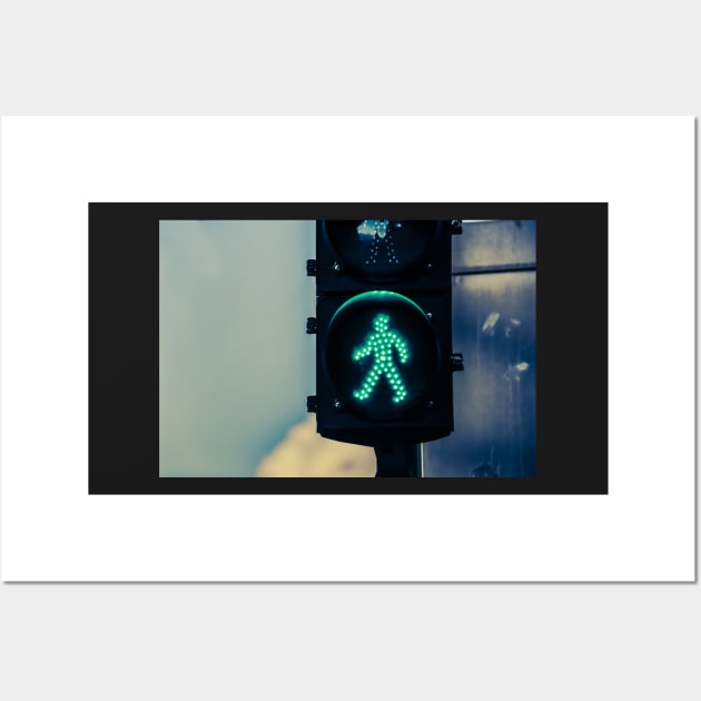 Traffic light with pedestrian green symbol Wall Art by bernardojbp